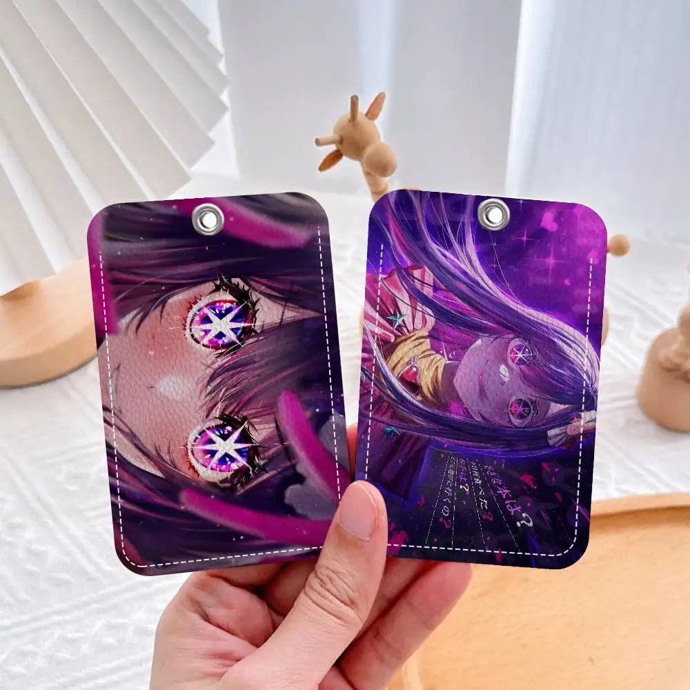 

Anime O-Oshi No Ko 1Pc Access Card Case Leather Card Holder Keychain Key Ring Door Access Tags ID Card Case Keychain