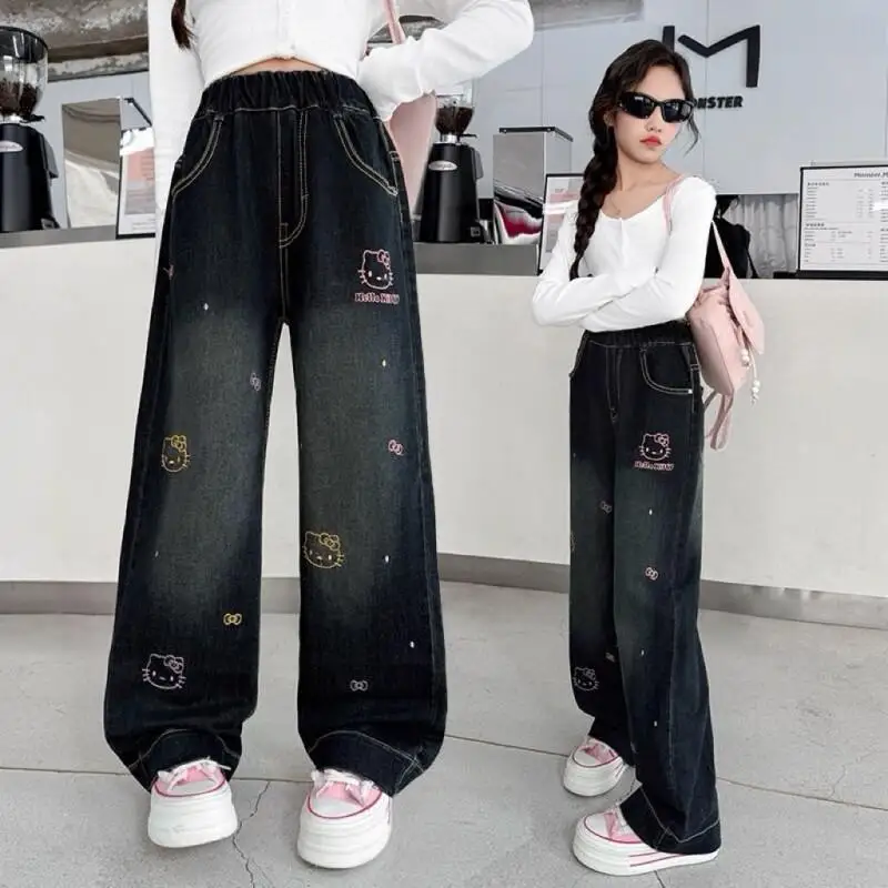 Kawaii Y2k Anime moda ropa para niños Sanrio Hello Kitty pantalones largos casuales madre niños reseñas coreanas muchas ropa de bebé