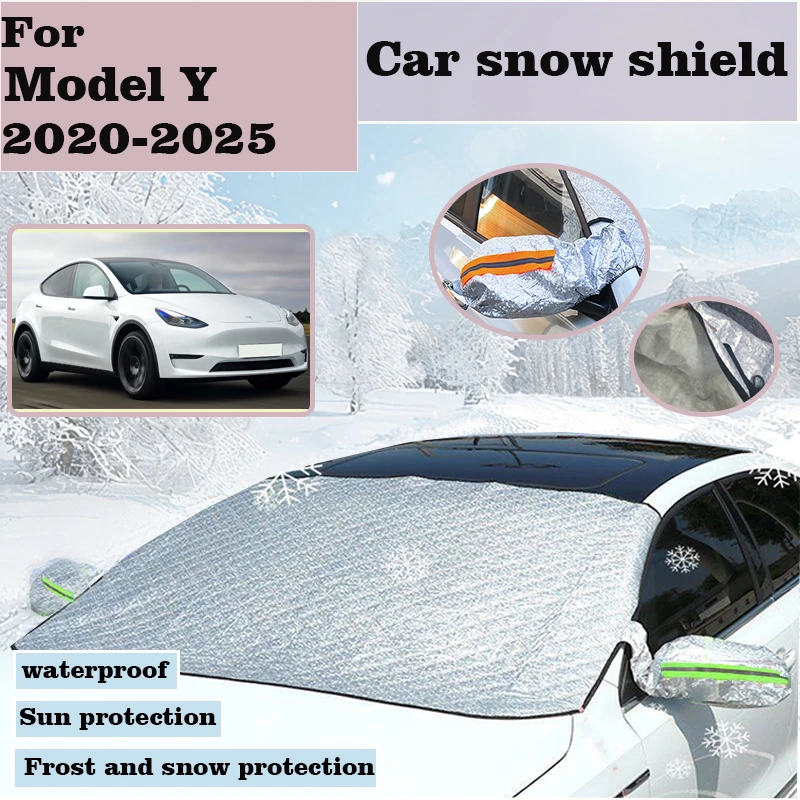 Auto Zonneschermen Voor Tesla Model Y Zonneschermen 2020-2025 2024 Ijs Bescherming Cover Voorruit Sneeuw Schild Zonnescherm Auto accessoires