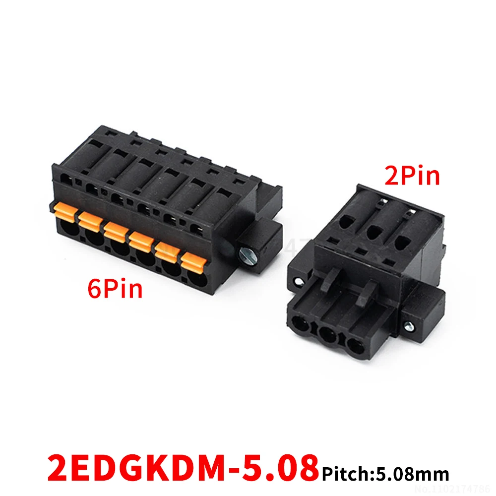 (1 pcs) KF 2EDGKDM - 5.08mm screwless plug-in terminal block with lugs spring-loaded push-in type black 15EDGKDM 5.08