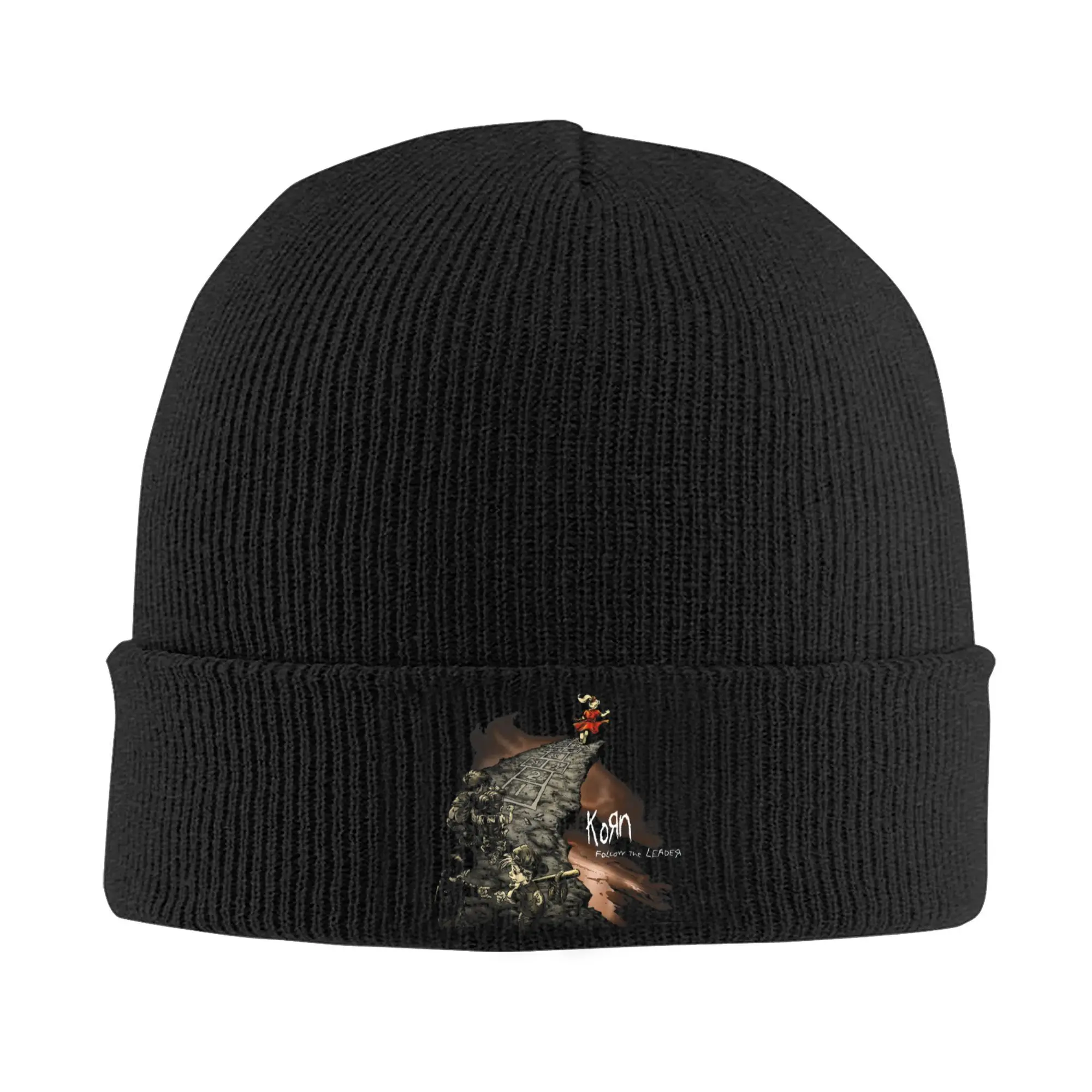 Korns Follow Cliff Rock Band Knitted Hat Autumn Winter Beanies Warm Follow The Leader Music Cap Men Women Acrylic Fashion Bonnet