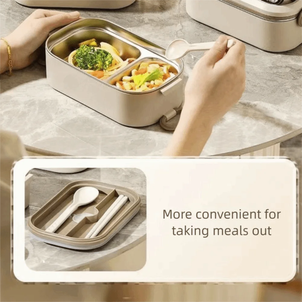 متوفر في الميكروويف صندوق غداء مقسم مانع للتسرب سعة كبيرة صندوق طعام من الفولاذ المقاوم للصدأ حاوية طعام قابلة للتكديس للنزهة #2