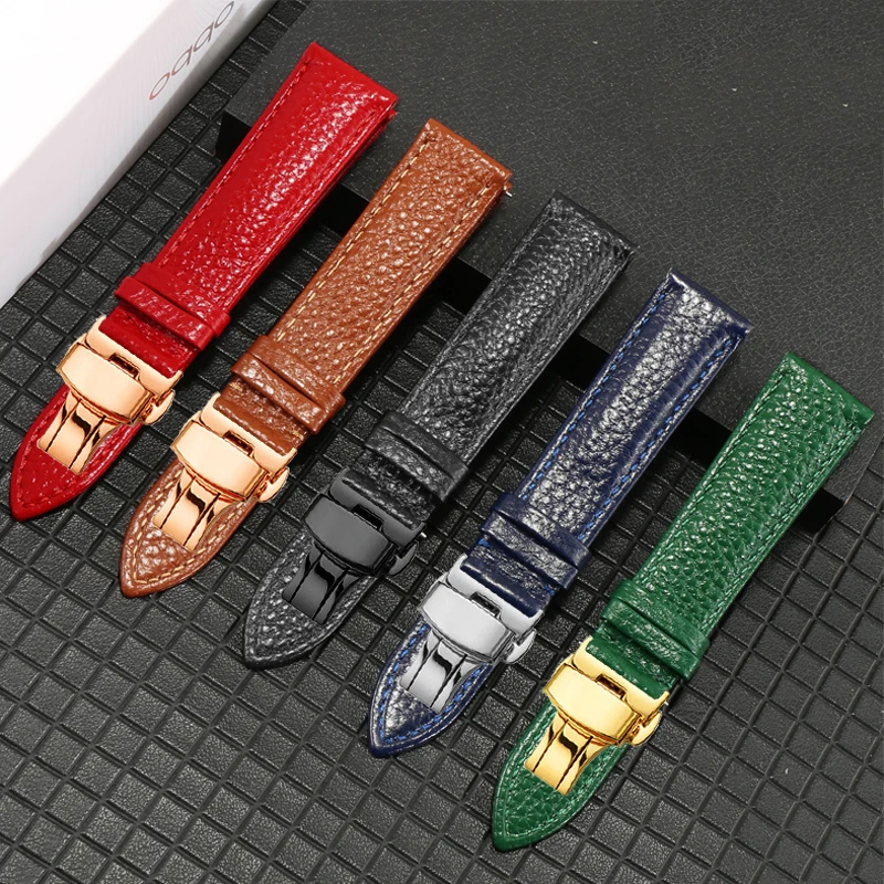 General Brand Lychee Leather Strap With 12/13/14/15/16/17/18/19/20/21/22/23/24 mm Leather Watchband With Straight Interface