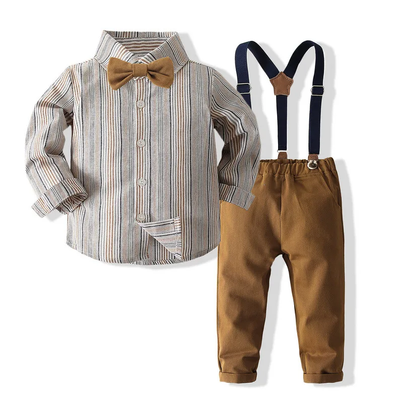 

Baby Boys Clothing Sets Spring Autumn Kids Boys Long Sleeve Bowtie Tops+Suspender Pants Toddler Suits Children Clothes Outfits