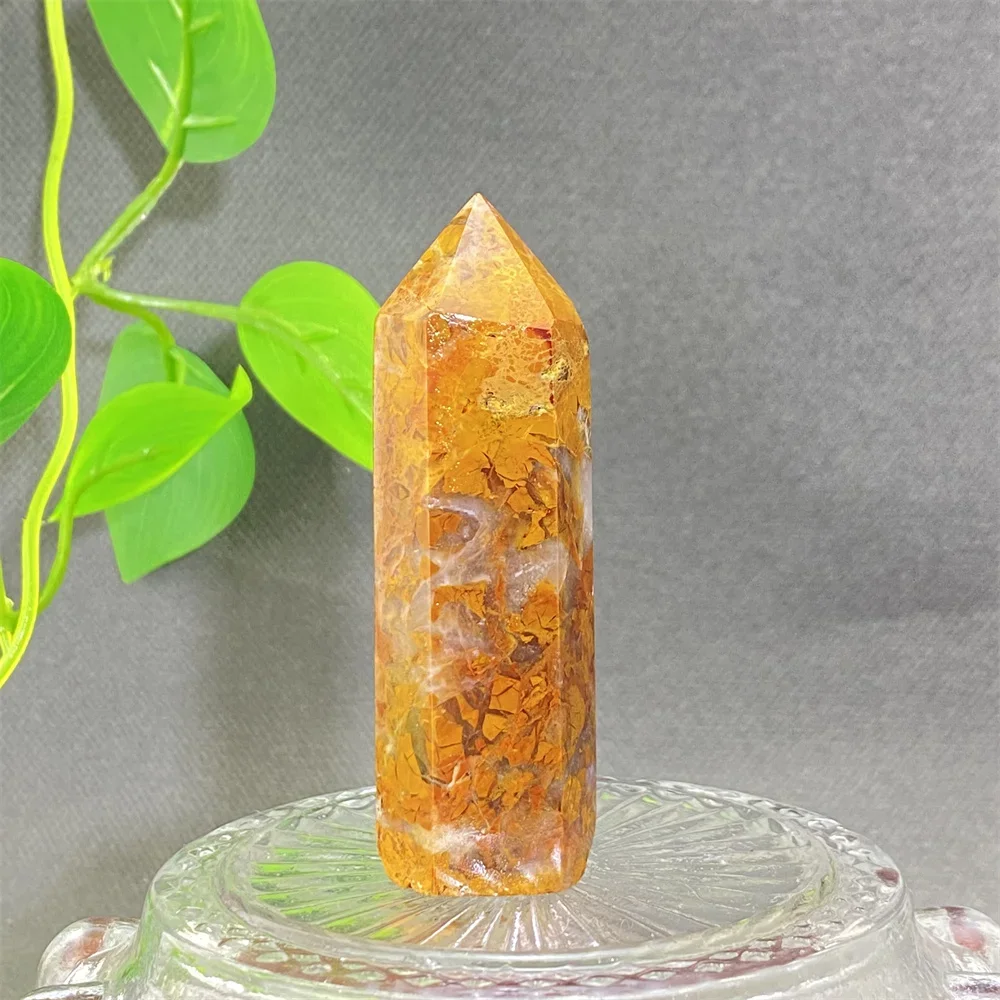 

Natural Stone Yellow Tellow Agate Polished Obelisk Hexagonal Crystal Tower Healing Home Decor Ornament Super Beautiful Gift