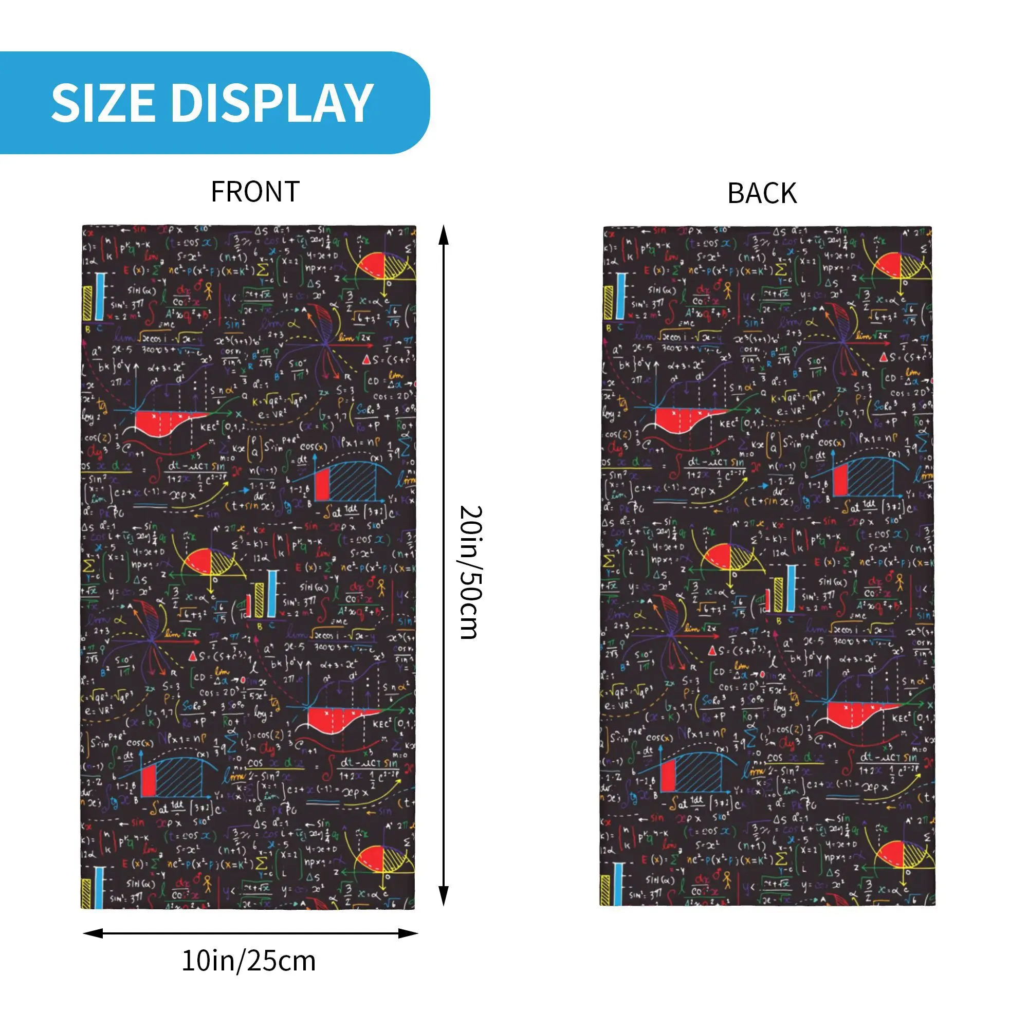 Kleurrijke wiskundige formules bandana nekbeschermer bedrukt masker sjaal warme fietssjaal hardlopen unisex volwassene het hele seizoen