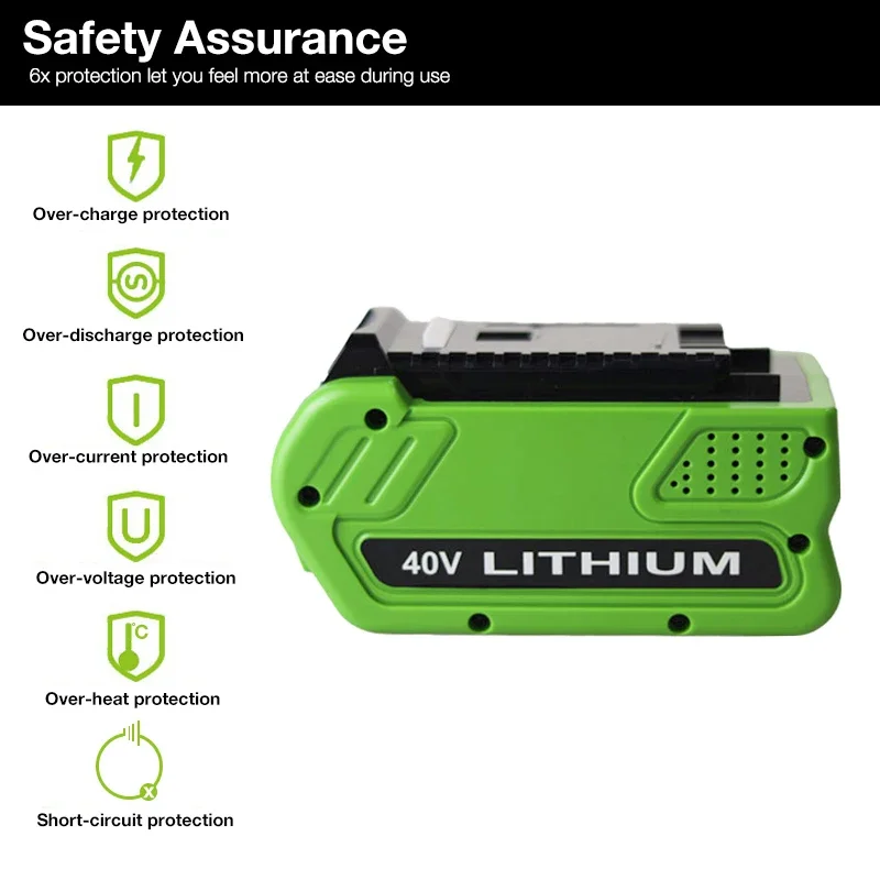 Suitable for GreenWorks 8.0Ah 40V lithium-ion rechargeable battery G-MAX 29472 29462 2901319 20302 20672 24252 MO40L410 BA40L210