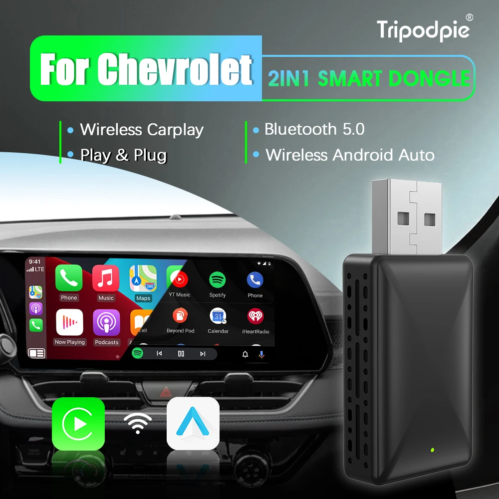 

Wireless Android Auto Carplay Adapter 2in1 Smart Dongle Play&Plug For Chevrolet Volt Cavalier Camaro Cruze Sail LOVA