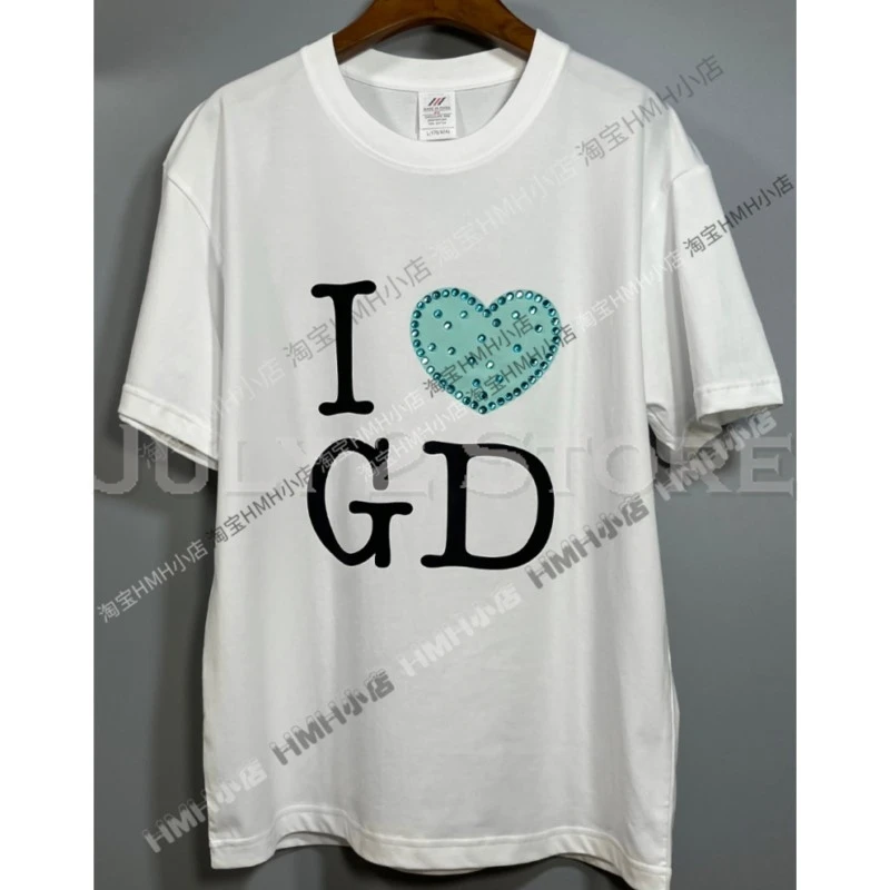 عشاق أنيمي دعوة Ita-shirts G dragon Kwon Jiyong نفس النمط أنا أحب GD تي شيرت 2025 حفلة موسيقية قصيرة الأكمام قمة الموضة C لعب الأدوار