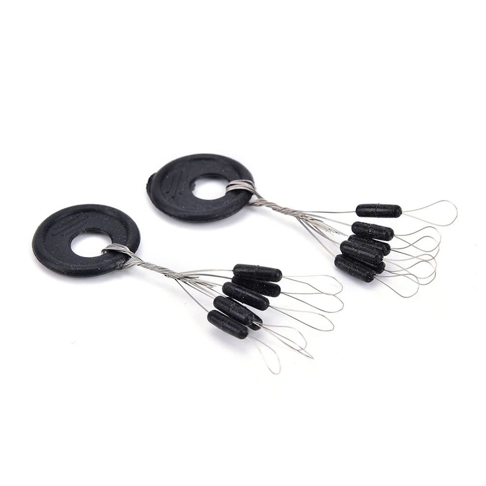 PRO BEROS 60Pcs 10Set Black Rubber Space Beans Oval Stopper Fishing Bobber Float Catfish Flotador Fishing Float Folat Line Stops view 4
