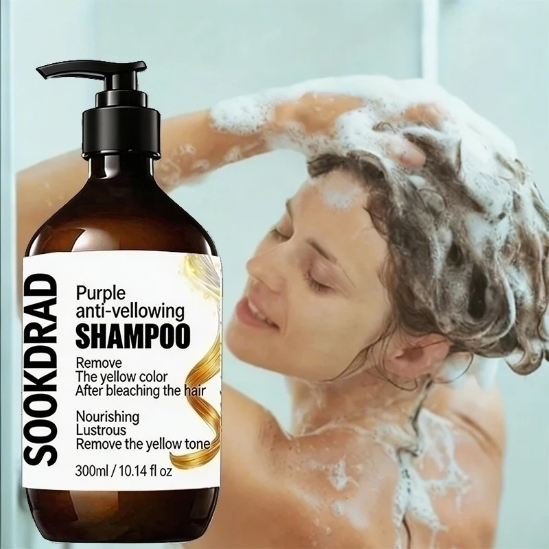 Purple Anti-Yellowing Shampoo, Eliminates Brassiness, Smooths Strands, For Blonde Hair, 10.14fl oz