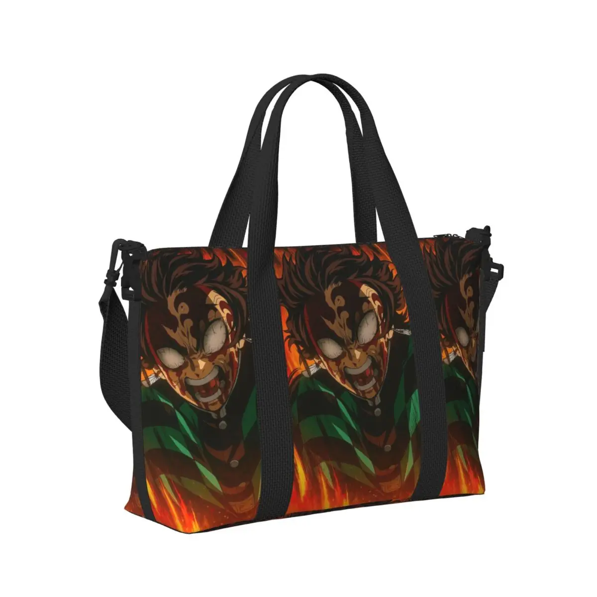 

Anime Kamado Tanjirou Demon Slayer Beach Travel Bag Large Capacity Tote Bags for Gym Sport Women Shopping Duffle Shoulder Bag