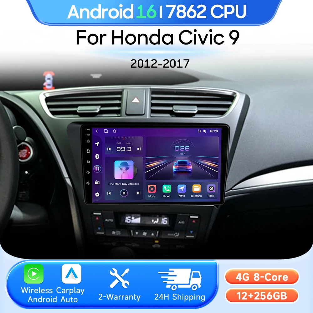 Car Multimedia Player For Honda Civic 9 2012 - 2017 Android 16 Radio Carplay Auto 2din GPS Navigation Stereo Video Head Unit DSP