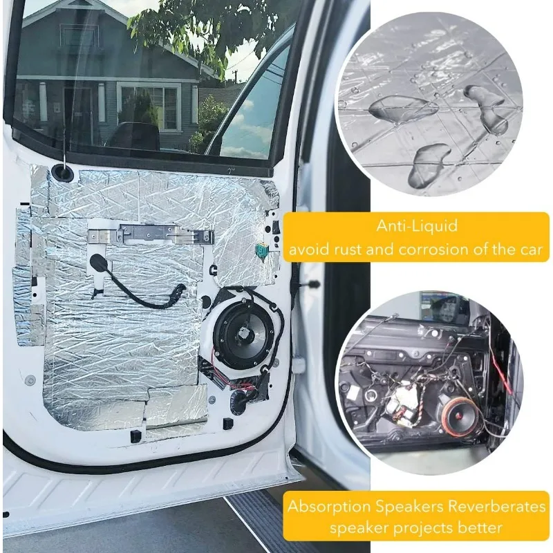 50x200cm Car Sound Deadening Mat Closed-Cell Foam Car Insulation Material Aluminum Foil Heat Shield Self-Adhesive Sound Deadener