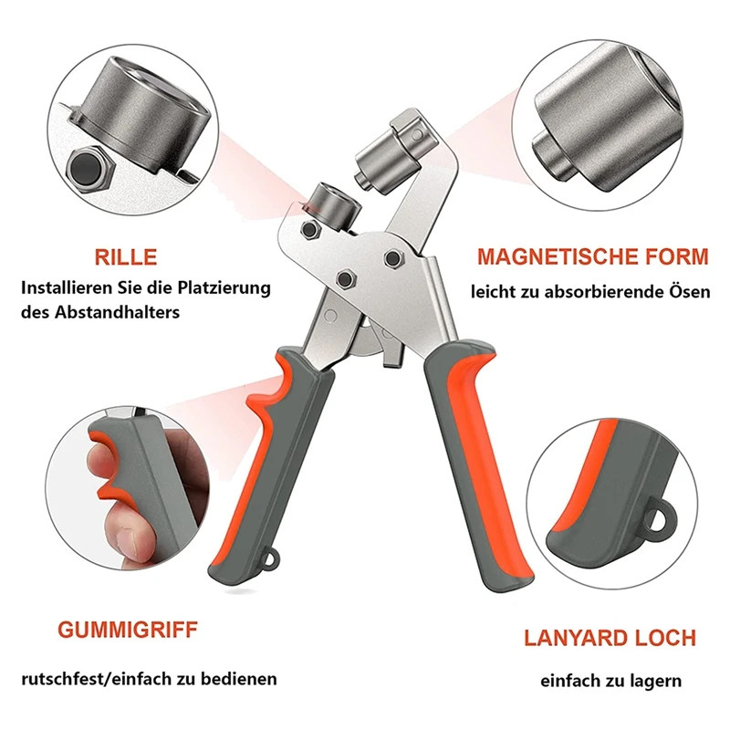 Grommet Tool Kit Grommet Press Pliers Portable Hold Punch Manual Kits Handheld Eyelet Machine With 500Pc Grommets