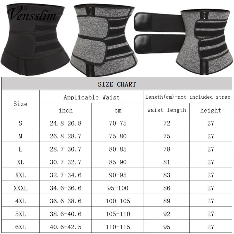 Vensslim Waist Trainer Body Shaper Corset Women Fashion Sauna Sweat Belt Workout Fitness Exercise Slimming Trimmer Control Belt