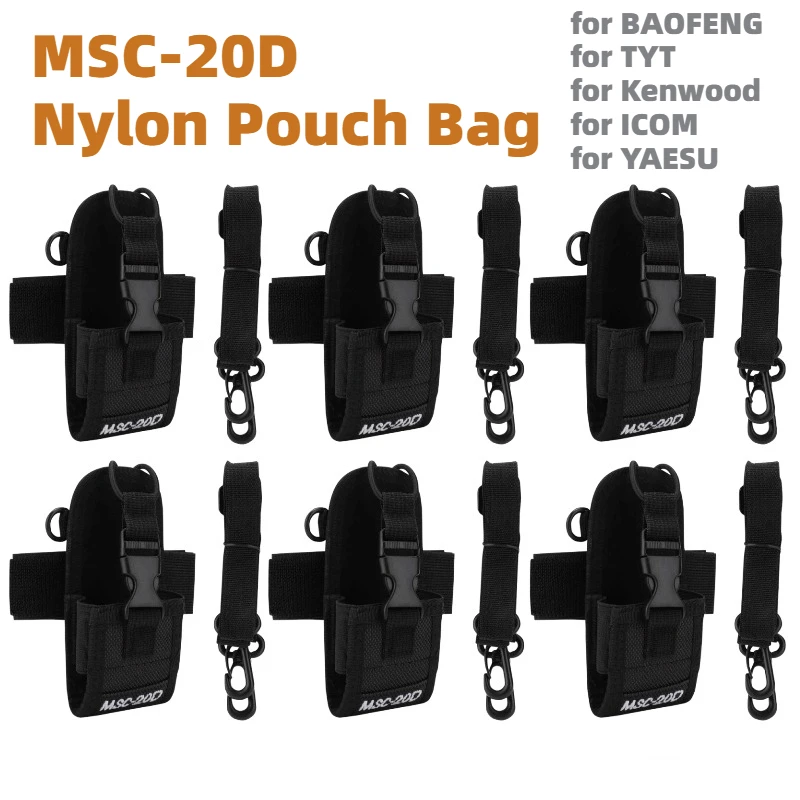 

6Pcs MSC-20D Nylon Pouch Bag Holster Carry Case Walkie Talkie for BAOFENG TYT Kenwood ICOM YAESU Motorola WouXun Two Way Radio