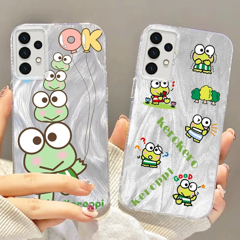 Keroppi Sanrio Fashion Cute For Samsung A73 A72 A71 A55 A54 A53 A52 A51 A35 A34 A32 A13 A12 A05 A04 5G Feather Yarn Funda