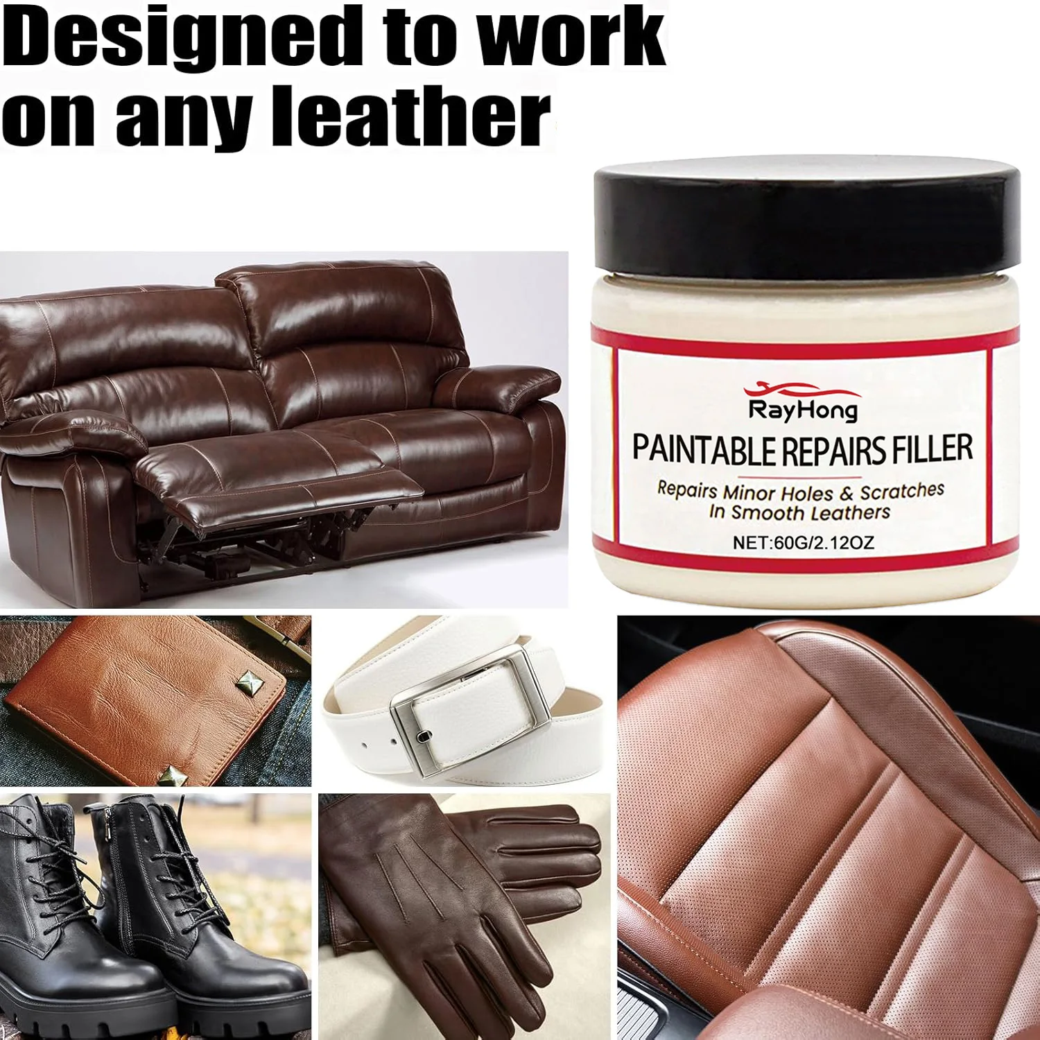 Professionelles Leder-Reparaturpaste-Füllset für Kratzer, Schnitte und Löcher, Autositz, Sofa, Möbel, Restaurierung, Permanentpaste