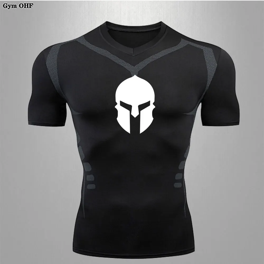 Summer Men'S Compression Cycling Fitness Quick Dry Compression Jogging Camping T-Shirt Sticker Rashgard Men'S Running Sports Top