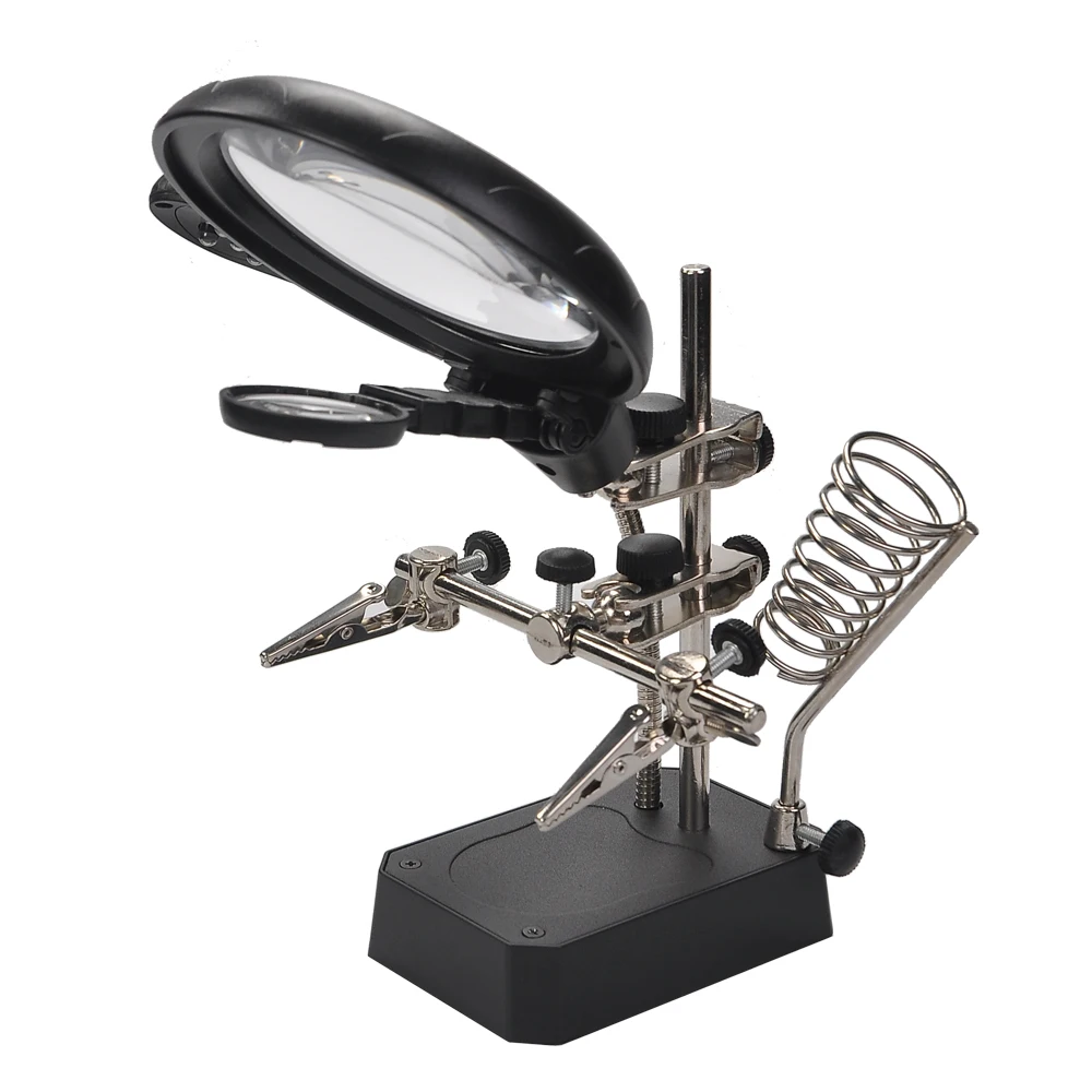 magnifier 2,5 x 5X 3rd piece, aid Clip, LED lighting, hand welding stand, magnifying glass, Lens Repair with bracket clip