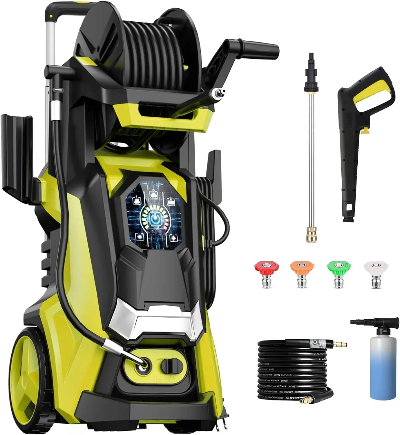 

Electric Pressure Washer 4500 PSI 3.2 GPM Touch Screen Adjustable Pressure,4 Nozzles and 500ml Foam Cannon Power Washer