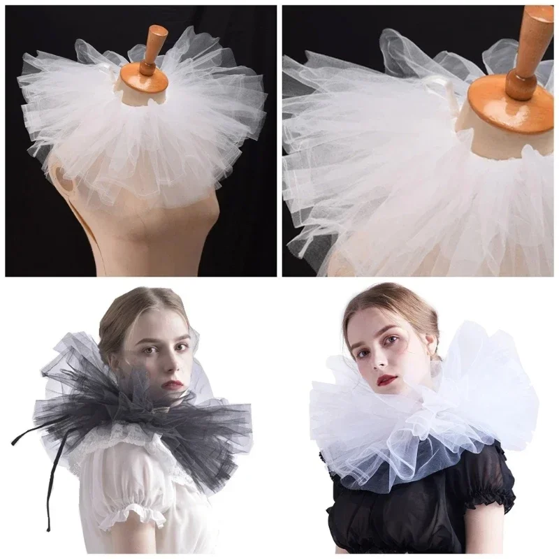 

Women Vintage Mesh Neck Ruff Detachable Tulle Ruffle Collar for Renaissance Victorian Halloween Cosplay Costume Collar