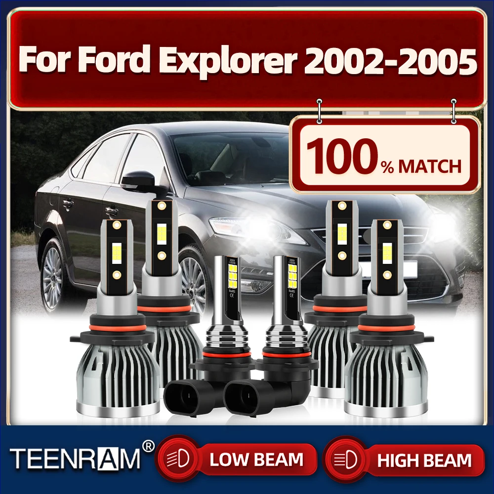 

60000LM Car LED Headlight Bulbs 360W High Low Beam Auto Headlamps 12V Fog Lamps 6000K For Ford Explorer 2002 2003 2004 2005