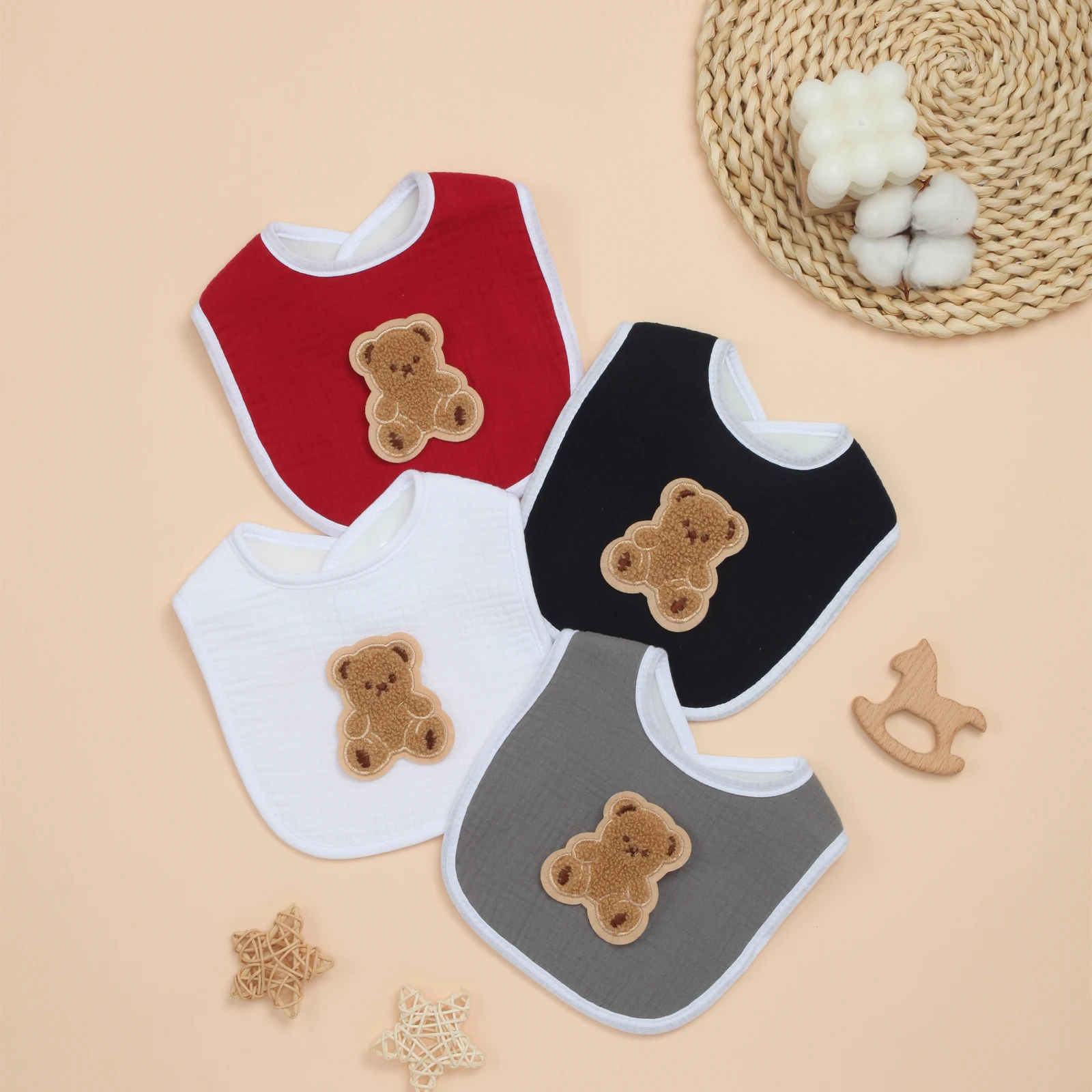 

4-пакет детских нагрудников, мягкие хлопковые нагрудники унисекс, впитывающие толстые нагрудники для кормления и прорезывания зубов