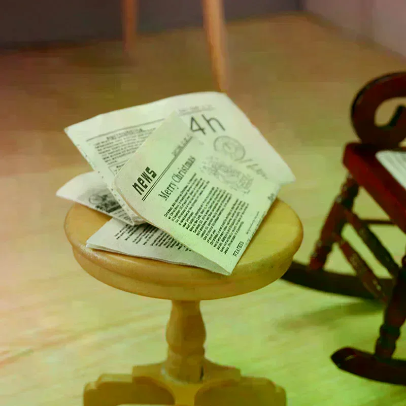 ชุดหนังสือพิมพ์จิ๋วสไตล์เรโทรสำหรับบ้านตุ๊กตา 1/12 ของเล่นจำลองแบบเฟอร์นิเจอร์ตกแต่งบ้าน