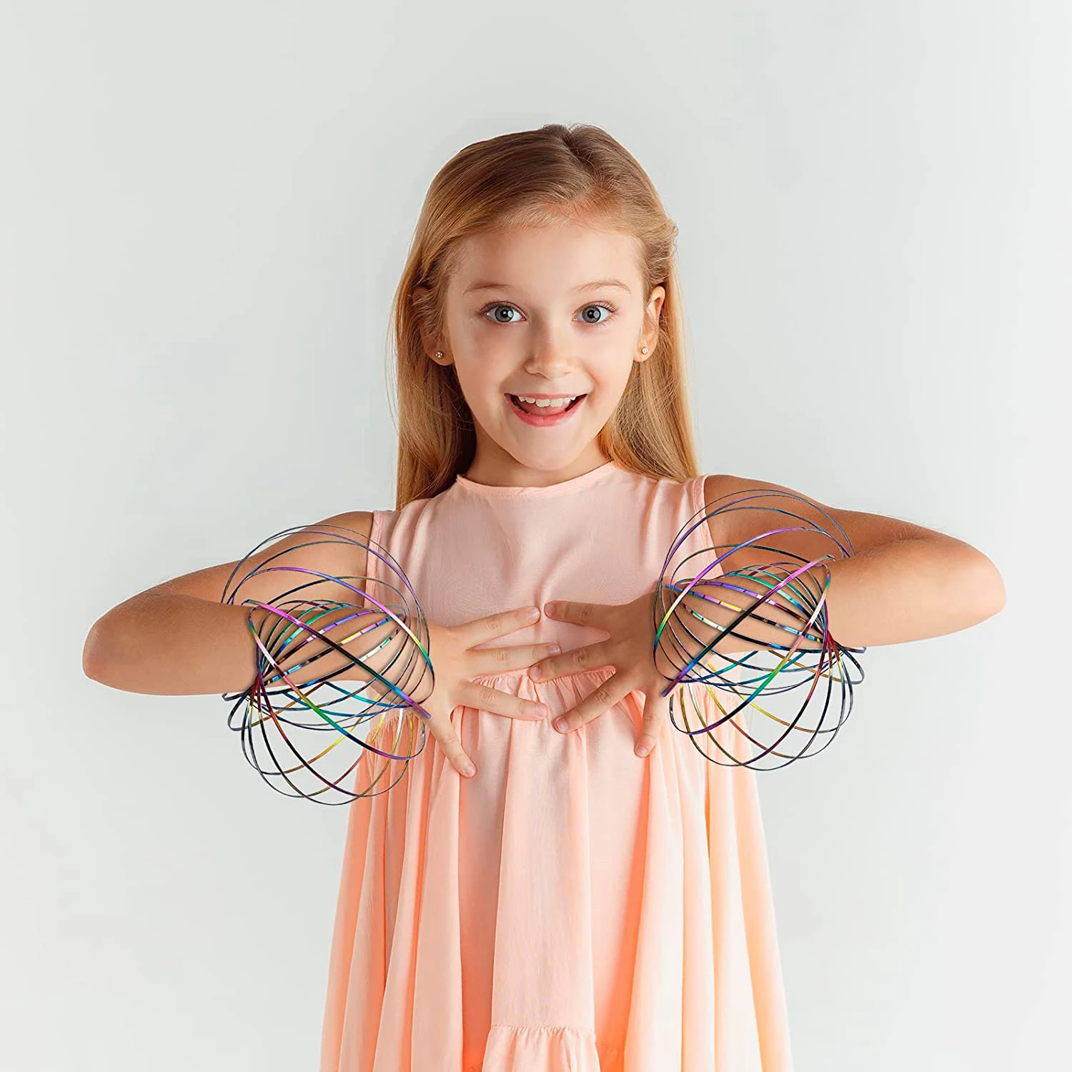 Flow Ring Spinner Ring Arm Toy - Magic Ring Toy Flow Rings Kinetic Spring Bracelet - 3D Kinetic Flow Rings Arm Slinky Metal Infi