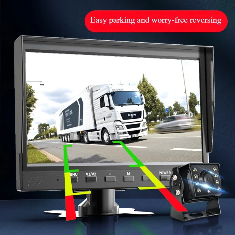 AHD0262 Car 2-way 1080P Same Screen Video Display Voice Control Truck Recorder 7inch HD Blind Spot Warning Car Reversing Display