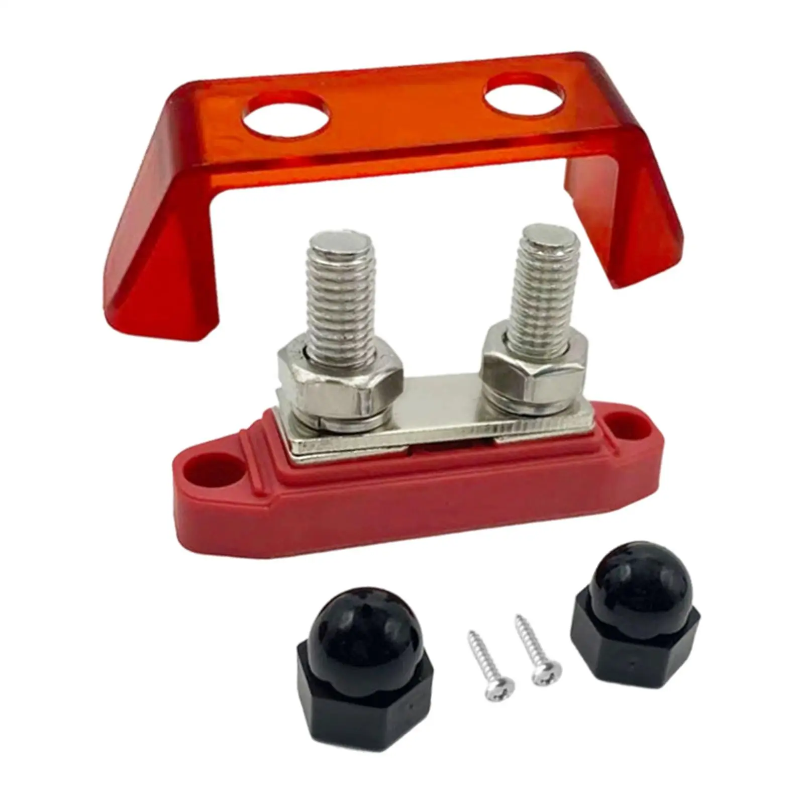 Marine Terminal Distribution Block Dual Stud with Screws Nickel Plated 200A 12V to 48V for Automotive Solar