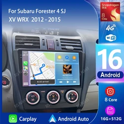 Android 16 Carplay Car Radio Multimedia Player For Subaru Forester 4 SJ XV WRX 2012 - 2015 2018 Autoradio 2din Stereo Head Unit