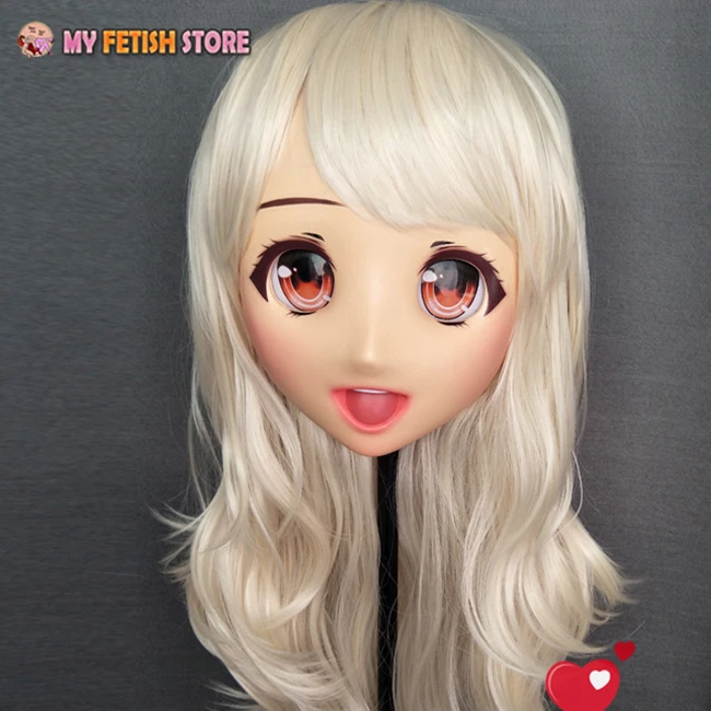 (Ouzha-01)Japan Anime Kigurumi Masks Cosplay Kigurumi Cartoon Character Role Play Half Head Lolita Doll Mask With Eyes And Wig