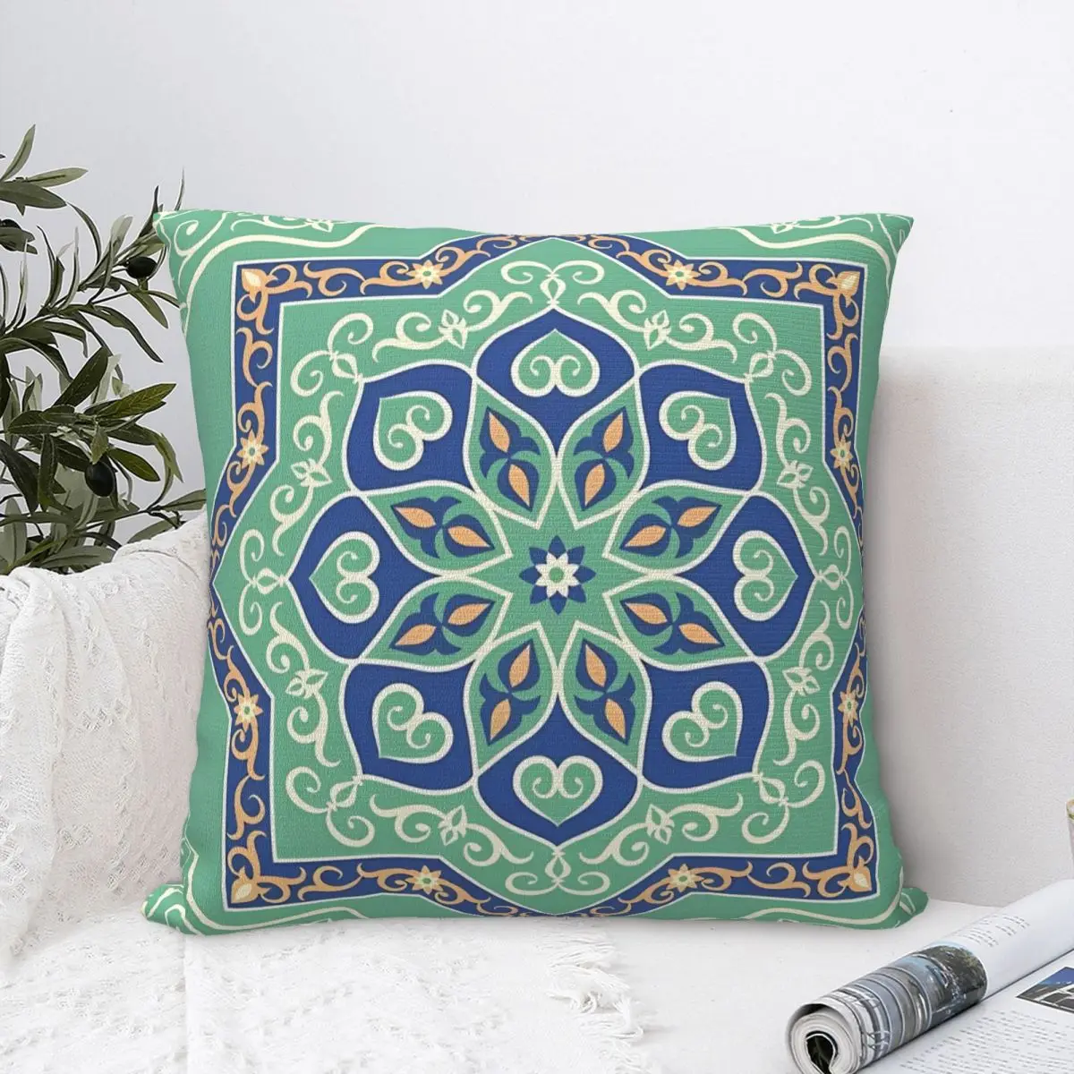 Khayamiya Pistachio Green Ramadan Pillow Cover Fun Pillow Case For Living Room Chair Cushion Cover Soft Custom Pillowcases Gift