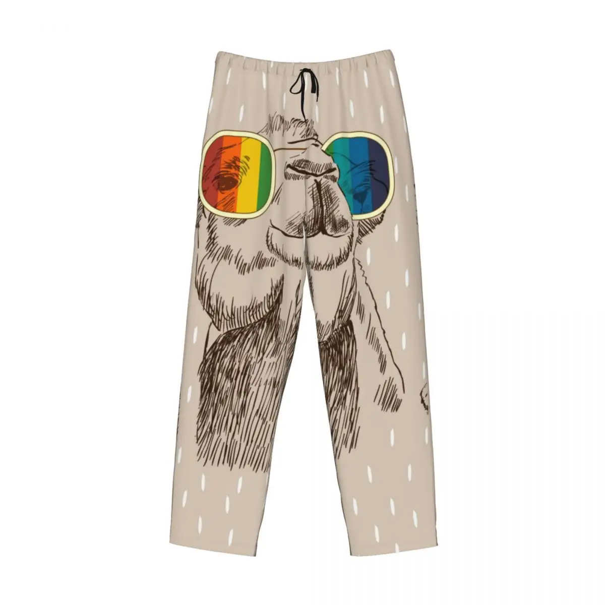 Custom Printed Men's Pajama Pants Retro Camel With Glasses Sleepwear Sleep Lounge Bottoms with Pockets