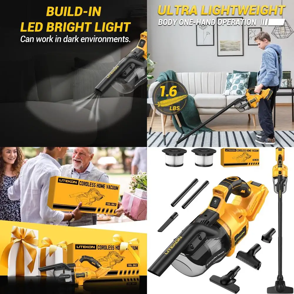 

20V Max Battery Compatible Cordless Vacuum, 125AW Power for Wood, Carpet, and Car Cleaning (Tool Only)