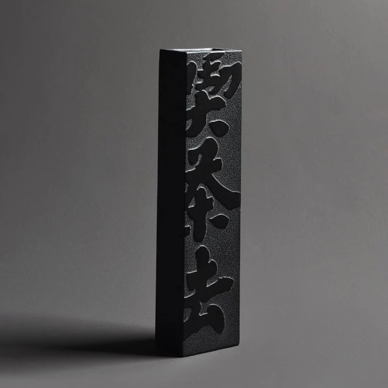 Steinvase 30cm Schwarzer Basalt Handgeschnitzte Zen Chinesische Kalligraphie Minimalistische Blumenvase für Teezeremonie Heim Büro Deko Geschenk – Detail 2