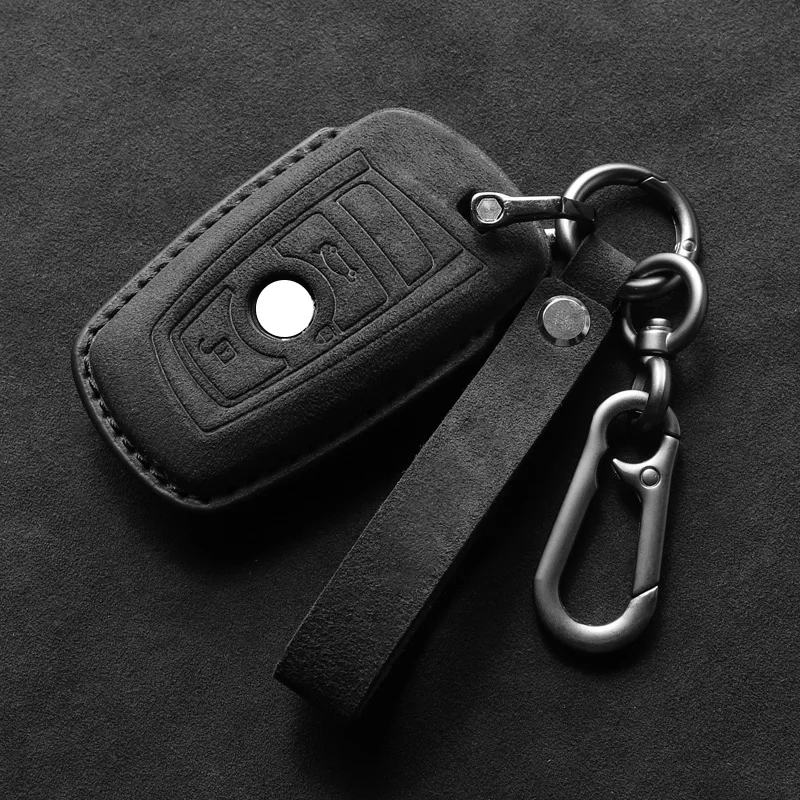 For BMW 3 5 7 Serial 520 530 540 320 325 330 340 X3 X5 X6 Suede Car Key Case Shell Sleeve Cover Keychain Keyring Car Accessories