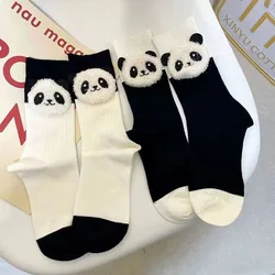 3D cartoon panda cute double needle anti odor mid tube socks Japanese internet celebrity trendy socks solid color simple socks