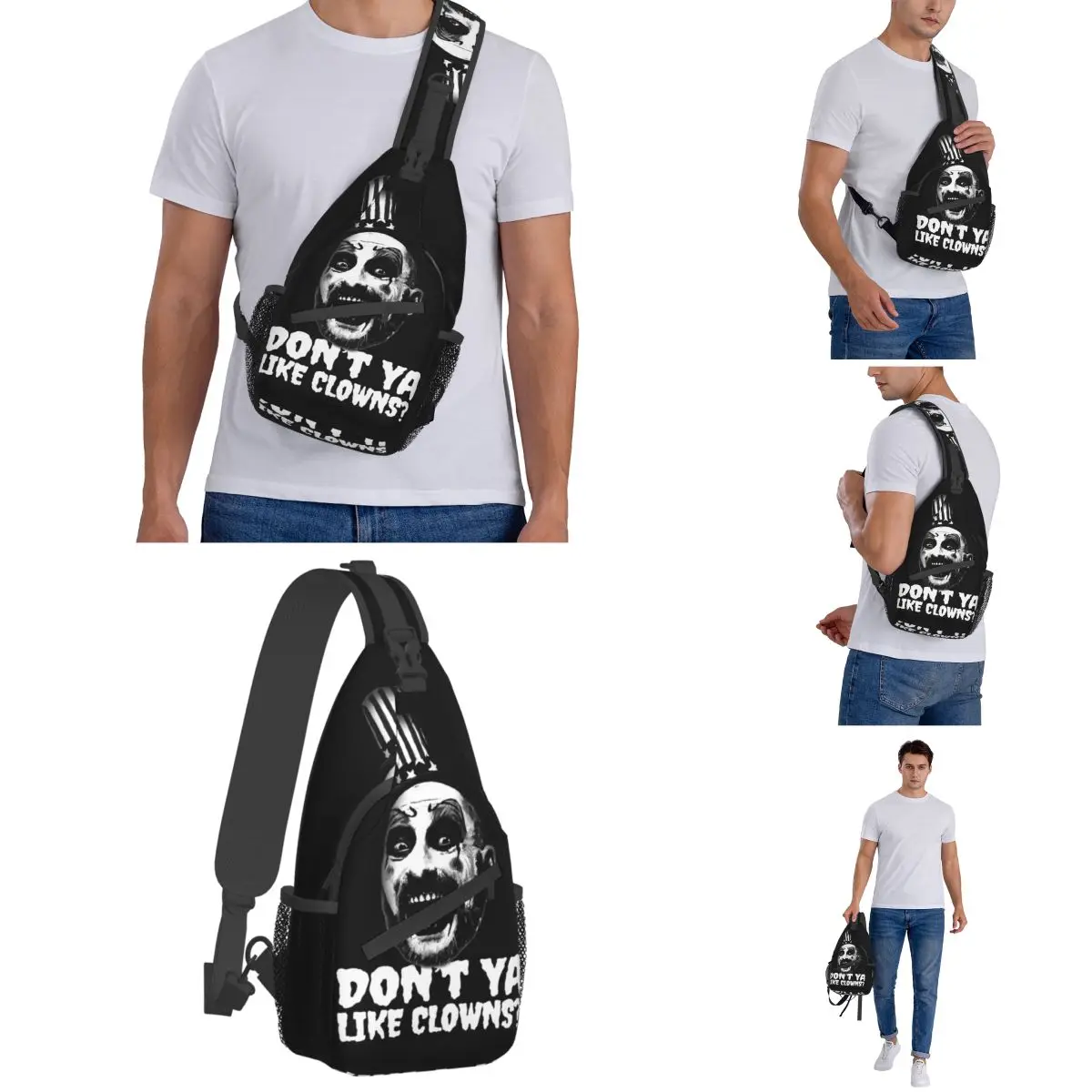 Bolsas de estilinche crossbody capitão, mochila de ombro no peito, mochila esportiva ao ar livre, pacote de terror de Halloween