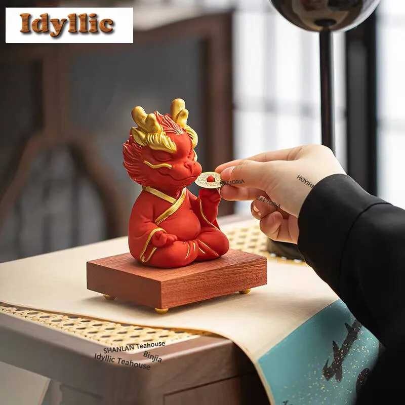 HOYIHM China-chic Dragon Master Ceramic Tea Pet Handmade Figurine Household Statue Ceremony Tableware Ornaments Gift Box Gifts