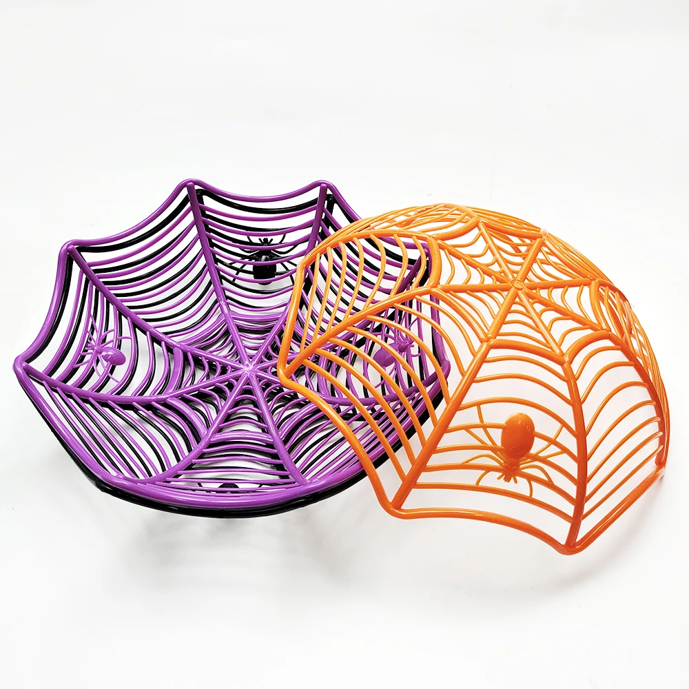Halloween Süßigkeiten Korb schwarz orange Spinnennetz Schüssel Keks Verpackung Korb Obst teller Süßes oder Saures Halloween Dekoration – Detail 2