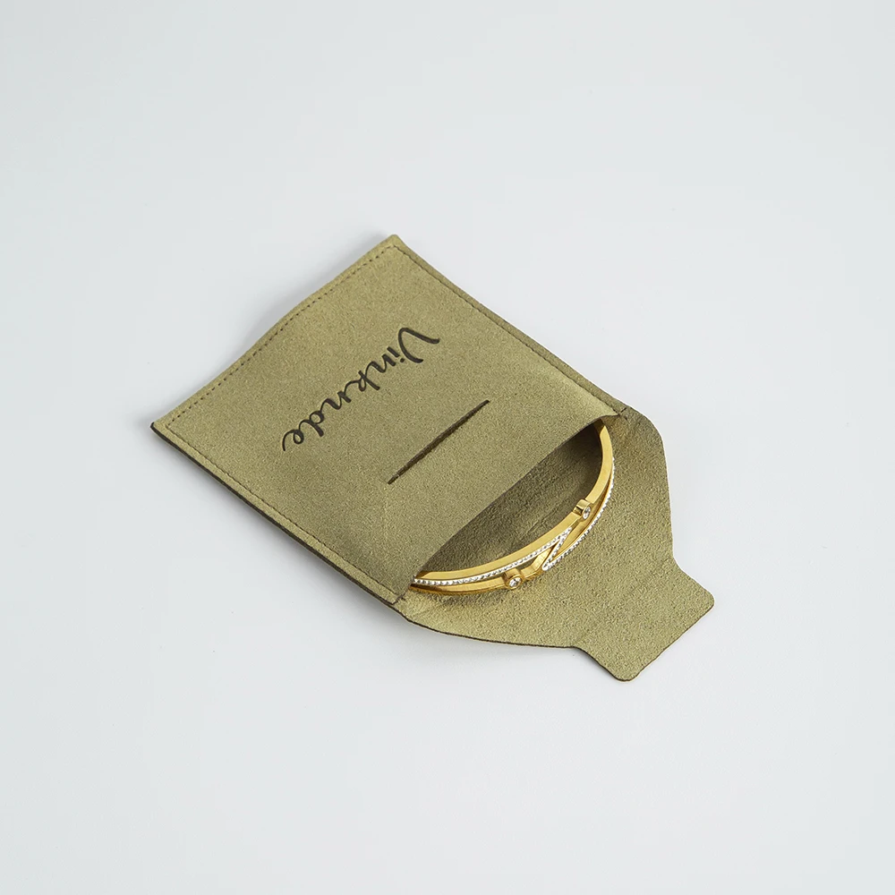 100Pcs Custom Logo Army Green Jewelry Bag Microfiber Envelope Gift Velvet Sude Flannel Organizer Candy USB Storage Tissue Pouch