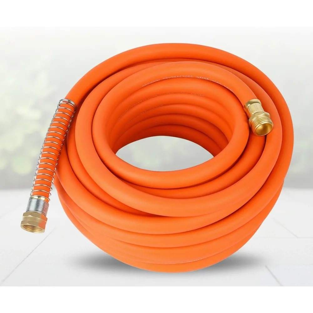 

Flexible Lightweight Rubber Garden Hose 5/8" x 50ft All-Weather Outdoor Water Hose with Brass Fittings for Lawn Car Wash