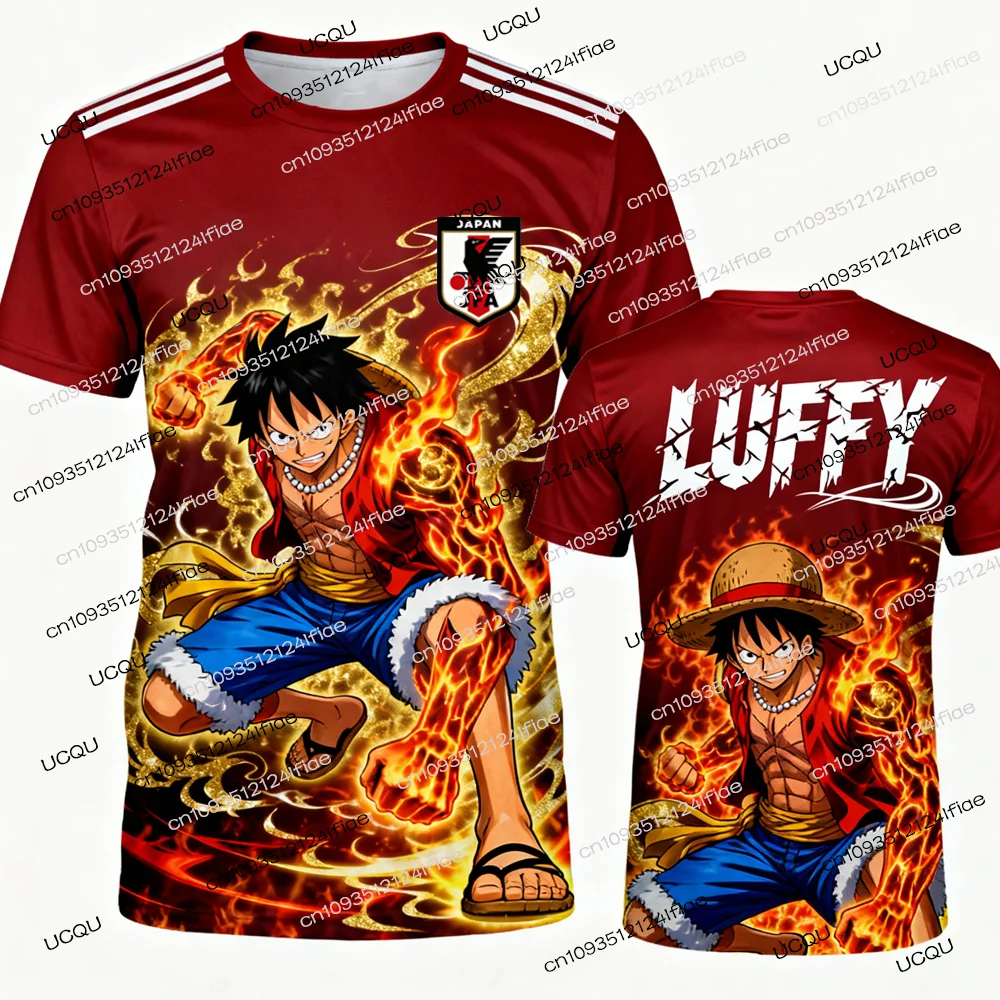 Japanese Anime One Piece Luffy Special Edition Soccer Jersey T-shirt Men Soccer Sports T-shirt Kids Cartoon Short-Sleeved Top