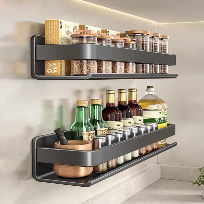 

No-drill Wall-mounted Multi-functional Kitchen Storage Rack Spice Rack Home Goods Storage Shelves Wall Mounted