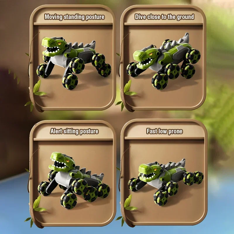 Rc dinossauro spray robô mecânico dino brinquedo 4wd drive dublê ação 2.4g animais de controle remoto elétrico fora de estrada crianças presentes meninos