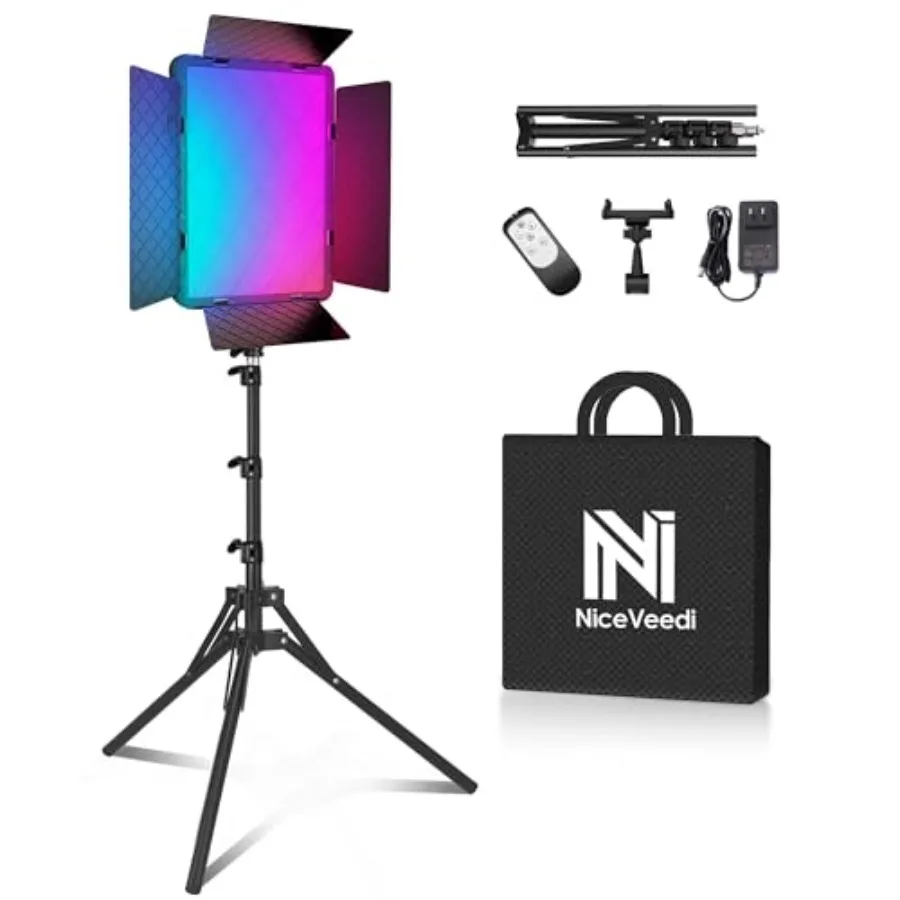 

40W RGB Photography Lighting with 20 Effects 360° Full Color/2700-6500K Studio Lights with Remote and Display Lighting for Vide